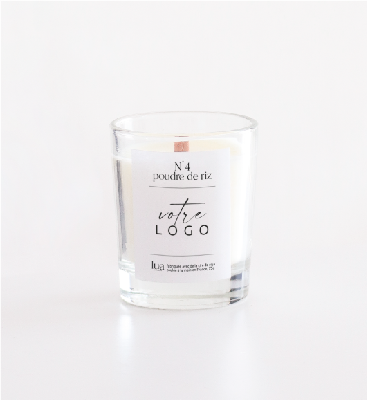Bougie naturelle parfumée 180g PERSONNALISÉE LOGO - Transparent