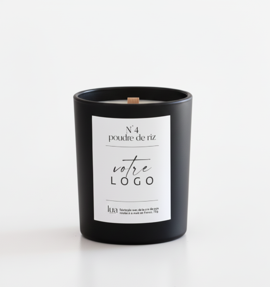 Bougie naturelle parfumée 180g PERSONNALISÉE LOGO - Noir