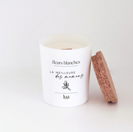Bougie naturelle parfumée 180g fête des mères - Blanc