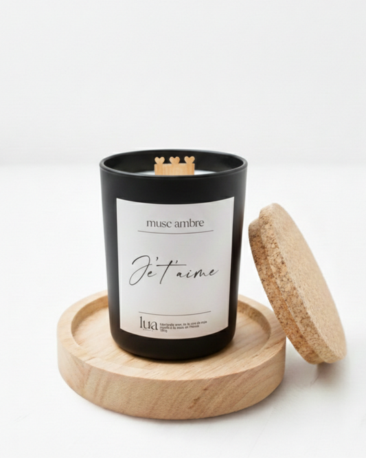 Bougie naturelle parfumée 180g St valentin - Noir