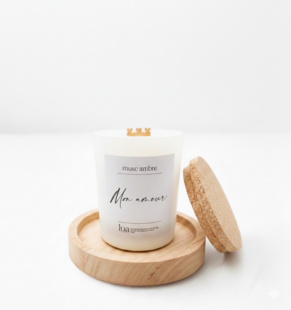 Bougie naturelle parfumée 180g St valentin - Blanc