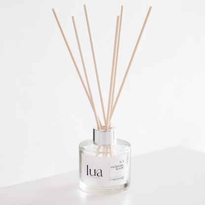 Diffuseur LUA Bougie transparent, parfum cachemire et soie. Diffuseur à base végétale et parfum de Grasse. 