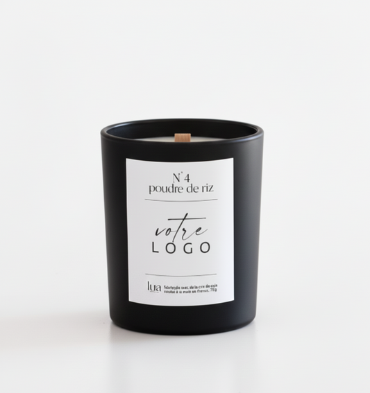 Bougie naturelle parfumée 180g PERSONNALISÉE LOGO - Noir