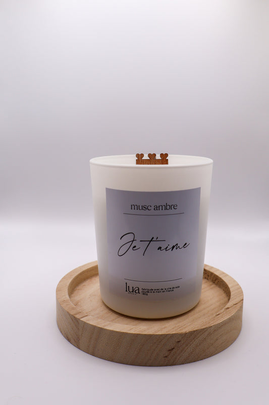 Bougie naturelle parfumée 180g St valentin - Blanc